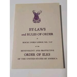 Vintage 1955 By-Laws & Rules of Order Order of Elks Rocky Ford,CO Lodge No. 1147